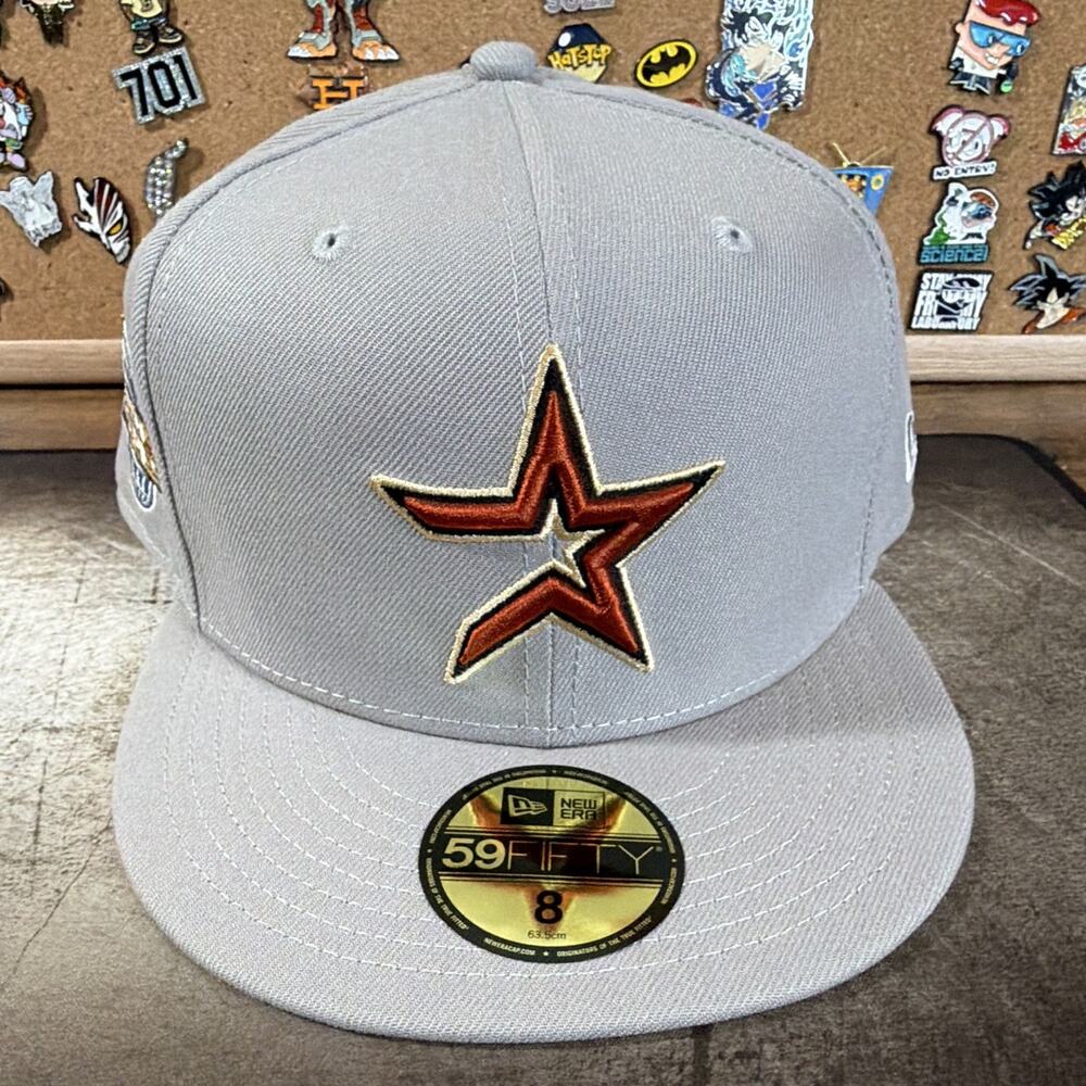 New Era 59FIFTY Houston Astros World Series Gray/Pink MLB Fitted Cap Size 8
